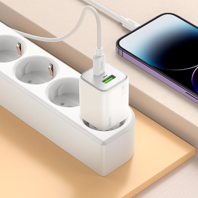 Hoco 2 Port Wall Charger Type C - Type C Cable Set PD20W + QC3.0