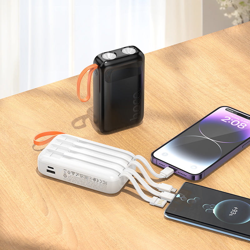 Hoco Power Bank J151 Fast Charge 10000mAh PD Type-C 20W and USB-A and Dual Light (4 charging cables)